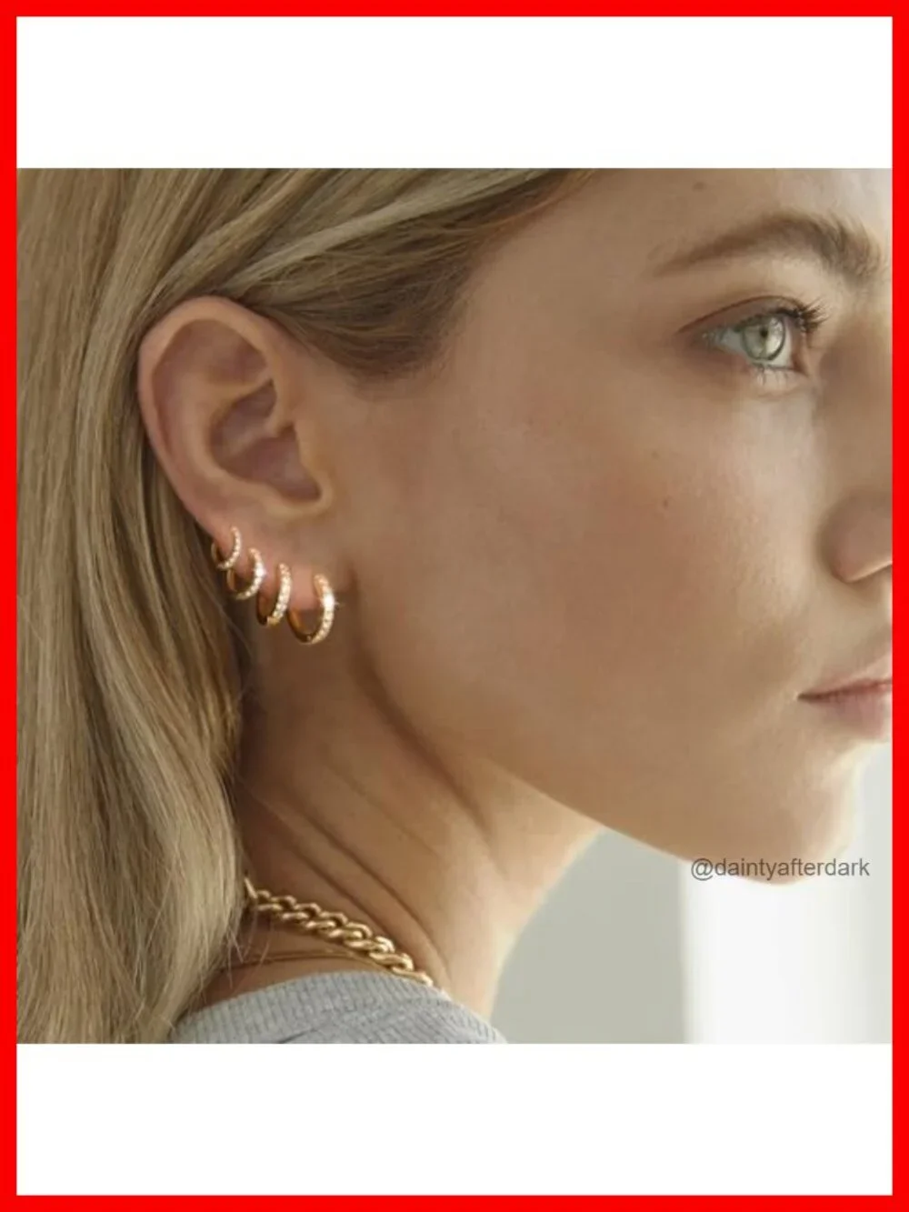 14K Gold Plated Cubic Zirconia Hoop Earrings Set for Women, Lightweight Dainty